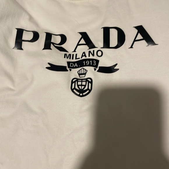 Prada logo mens Cream / white Tee. Size Small. 100% cotton. - Picture 4 of 6